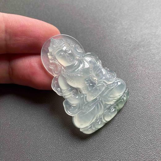 高冰种飘花翡翠精雕度母 商品图7