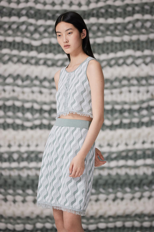 春夏 圆领波纹针织短款女背心 SJS93W053N 商品图0
