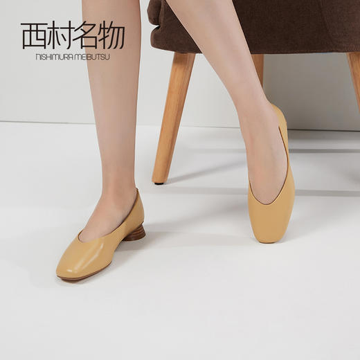 西村名物2020秋季新款奶奶鞋女时尚小方头中跟柔软舒适单鞋X20CE10521 商品图3