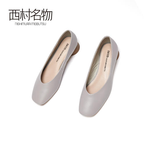 西村名物2020秋季新款奶奶鞋女时尚小方头中跟柔软舒适单鞋X20CE10521 商品图2