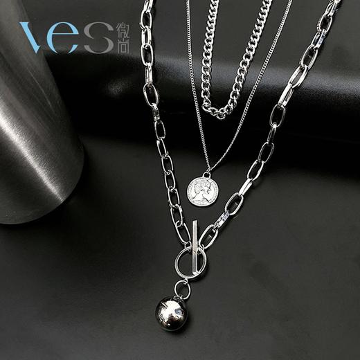 圆形人头像叠戴合金项链 商品图0