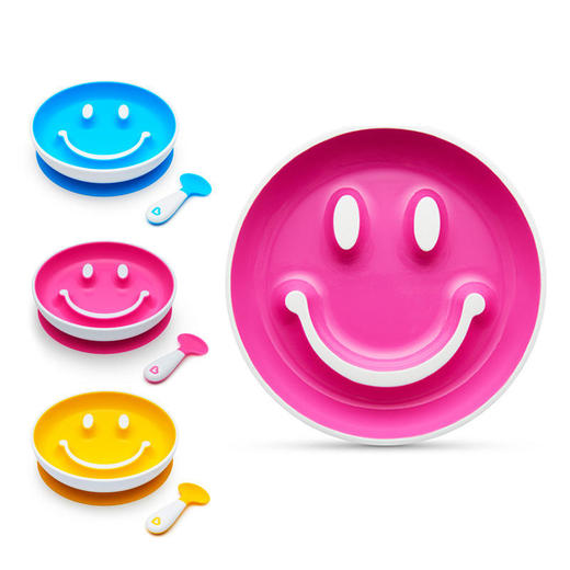美国munchkin麦肯齐满趣健笑脸盘宝宝辅食儿童餐盘训练勺餐具吸盘 商品图3