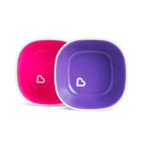 美国munchkin麦肯齐满趣健宝宝方形自主进食防溅碗2只装  6个月以上