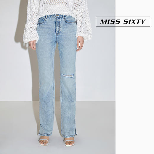 Miss Sixty2021春季新款牛仔裤女纯棉高腰直筒开衩6N1JJ0270000 商品图0