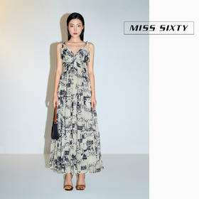 Miss Sixty2021春季新款连衣裙女V领丝质印花吊带6N2DJ3030000
