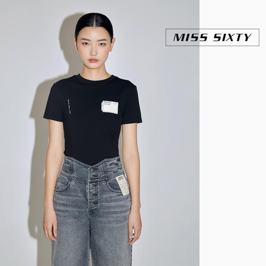 Miss Sixty2021春季新款T恤女纯棉字母印花网纱拼接6N1SJ0590000 商品图1