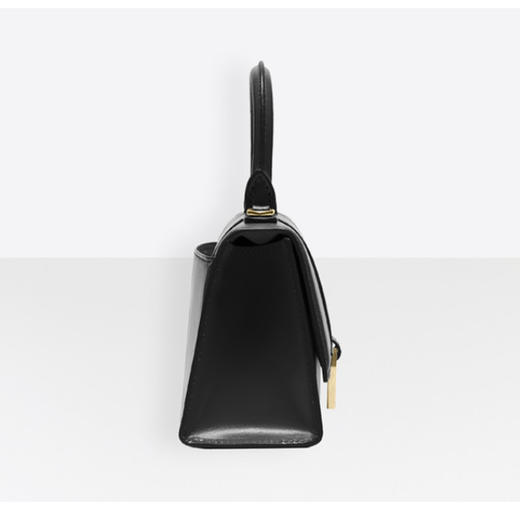 BALENCIAGA 巴黎世家 女士 Hourglass系列 小号沙漏包闪亮黑色小牛皮手提包 黑色 592833 1QJ4M 1000 商品图2