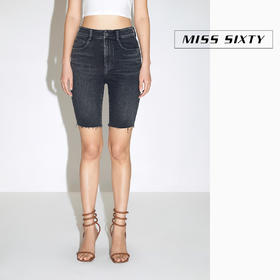 Miss Sixty2021春季新款牛仔短裤女高腰紧身毛边五分6N1JJ0540000