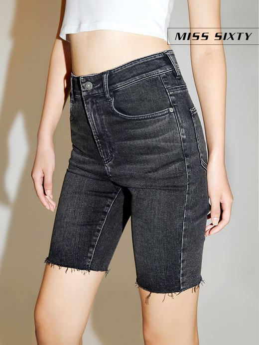 Miss Sixty2021春季新款牛仔短裤女高腰紧身毛边五分6N1JJ0540000 商品图2