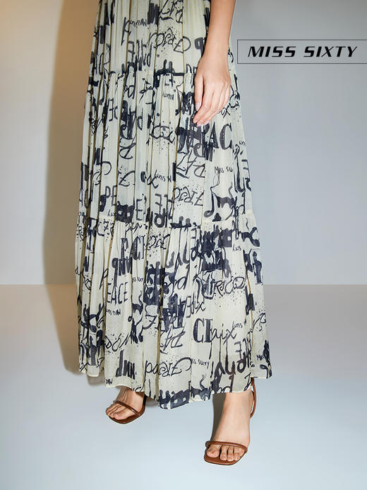 Miss Sixty2021春季新款连衣裙女V领丝质印花吊带6N2DJ3030000 商品图4