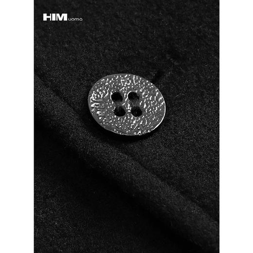 HIM漢崇 男装毛呢外套衫冬季新品黑色修身短款百搭青年呢子外套男 商品图3