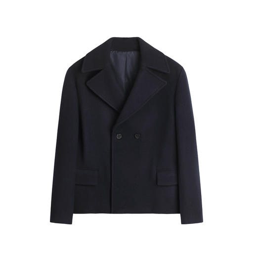 HIM漢崇 男装毛呢外套衫冬季新品黑色修身短款百搭青年呢子外套男 商品图4