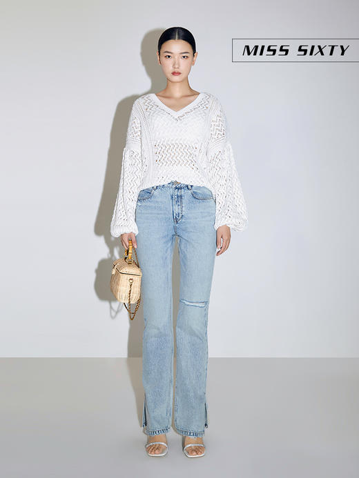 Miss Sixty2021春季新款牛仔裤女纯棉高腰直筒开衩6N1JJ0270000 商品图3