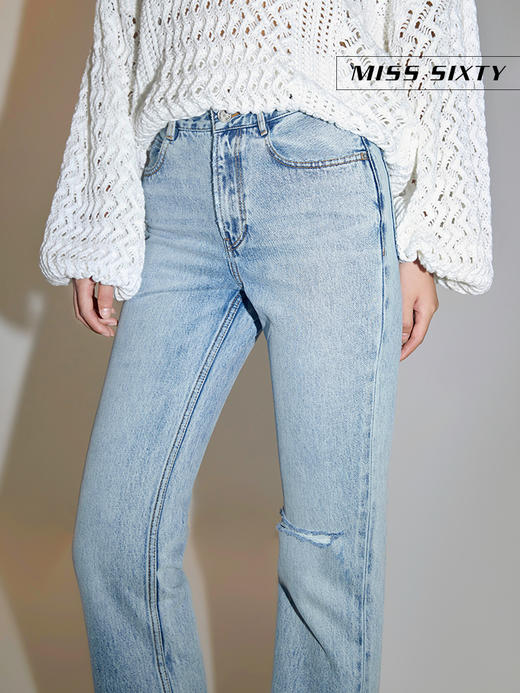 Miss Sixty2021春季新款牛仔裤女纯棉高腰直筒开衩6N1JJ0270000 商品图4