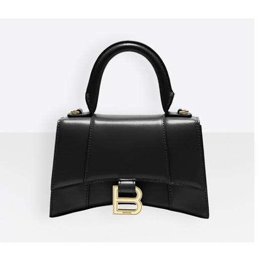 BALENCIAGA 巴黎世家 女士 Hourglass系列 小号沙漏包闪亮黑色小牛皮手提包 黑色 592833 1QJ4M 1000 商品图0