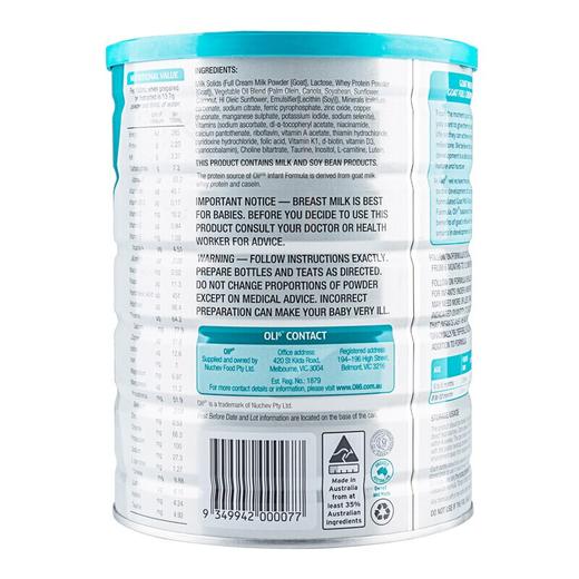 【BSC】澳洲颖睿oli6婴儿配方羊奶粉2段800g*3罐（3罐6罐价更优） 商品图6