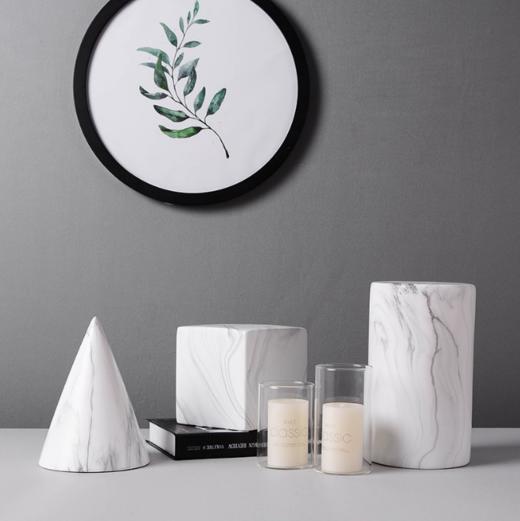 【家居摆件】*几何体样板房客厅酒柜家居饰品大理石纹创意北欧陶瓷摆件现代简约 商品图0