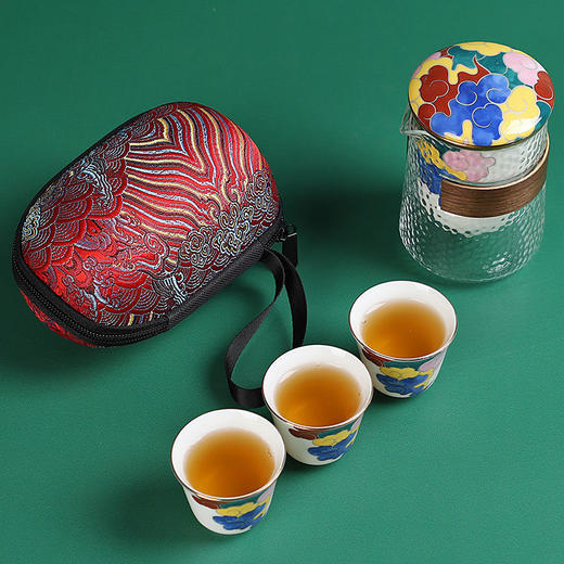 便携包旅行茶具套装一壶三杯防烫玻璃快客杯陶瓷功夫茶壶随身茶杯 商品图3