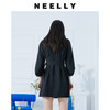 NEELLY系带连衣裙春装2021新款黑色单排扣高腰V领七分袖裙子纳俪N102102CY114 商品缩略图4