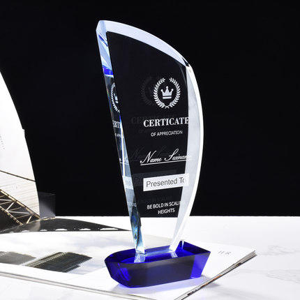 高档水晶奖杯定制创意乘风破浪创意颁奖荣誉冠军帆船员工奖牌定做 商品图0