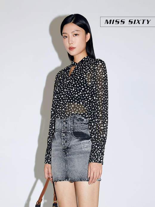 Miss Sixty2021春季新款衬衫女性感镂空系带长袖薄款6N2XJ3130000 商品图4