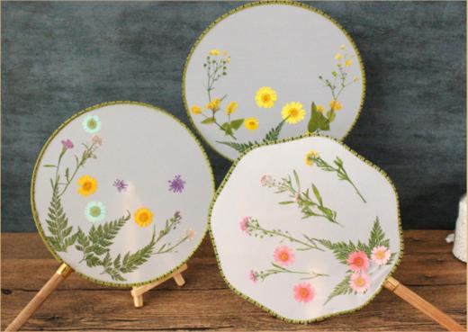 diy永生花|团扇压花|手作的专注,时光里才能看到宁静