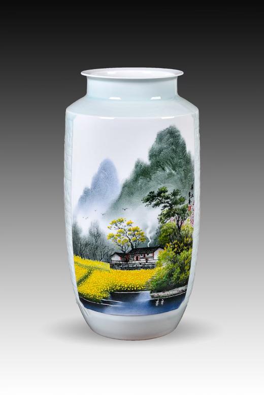 陈彦艺:手工雕刻双面开窗双景瓶《世外桃源》《阳春三月遍地金》 商品图4