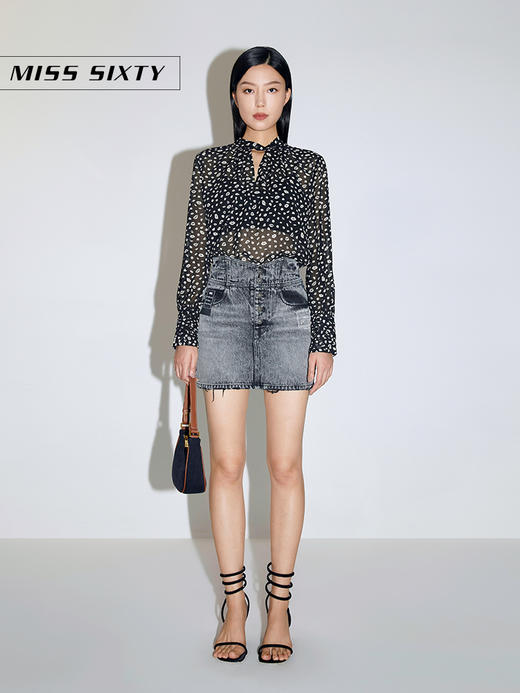 Miss Sixty2021春季新款衬衫女性感镂空系带长袖薄款6N2XJ3130000 商品图3