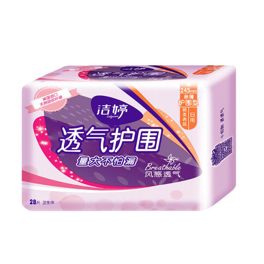 【亚欧超市】洁婷透气护围日用棉柔卫生巾 28片 商品图0