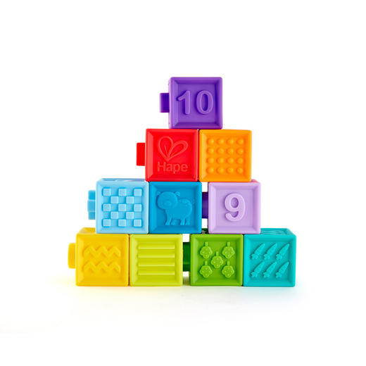 hape软胶浮雕积木软积木可咬612个月男女孩宝宝婴儿儿童玩具