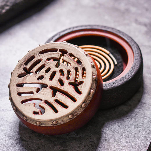 喜薰太平鼓盘香炉/XL139X国风香薰香器 商品图3