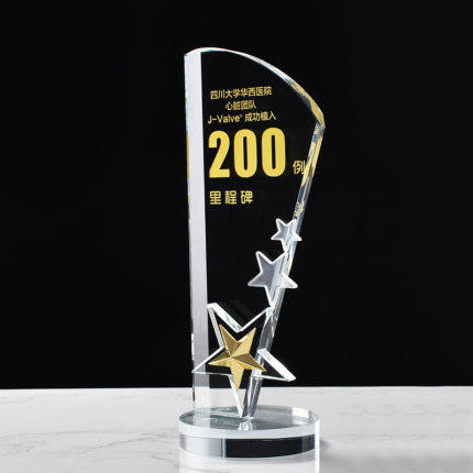 水晶奖杯奖牌定制定做创意五角星刻字制作比赛关键刻字玻璃纪念品 商品图2