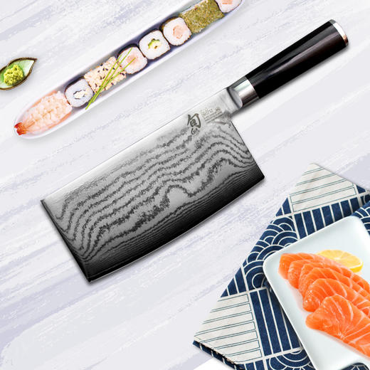 日本进口旬刀经典系列中式菜刀大马士革钢刀厨师刀具专用DM0712 商品图1