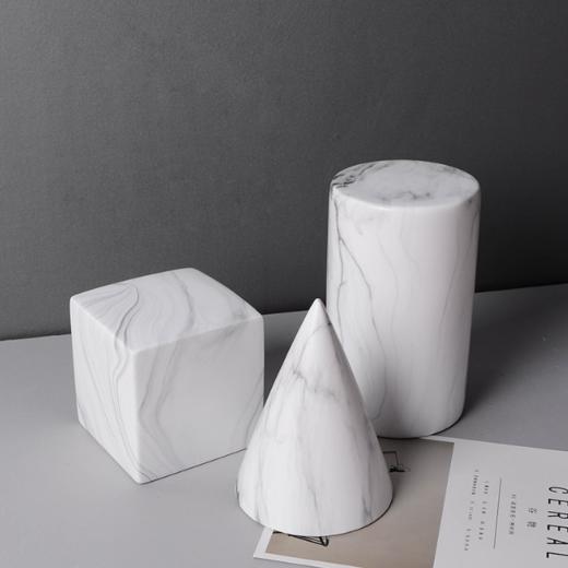 【家居摆件】*几何体样板房客厅酒柜家居饰品大理石纹创意北欧陶瓷摆件现代简约 商品图1