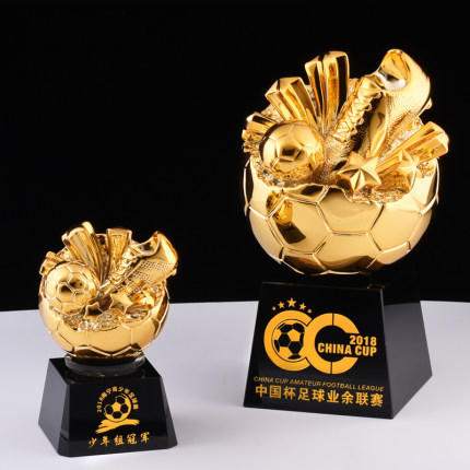 足球水晶奖杯定制定做树脂金属最佳射手儿童冠军纪念奖牌制作刻字 商品图4