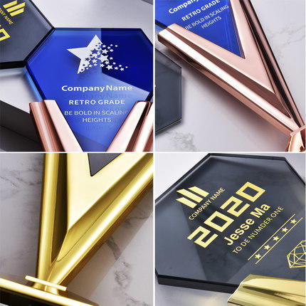 荣耀胜利奖杯奖品荣誉纪念刻字定制定做团队冠军金属水晶 商品图2