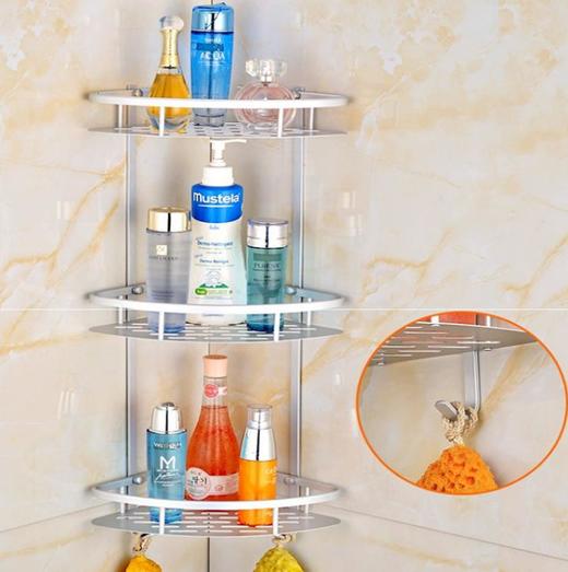 【储物架】*三层角架卫生间置物架墙壁置物架卫浴浴室三角架洗澡间置物架 商品图2