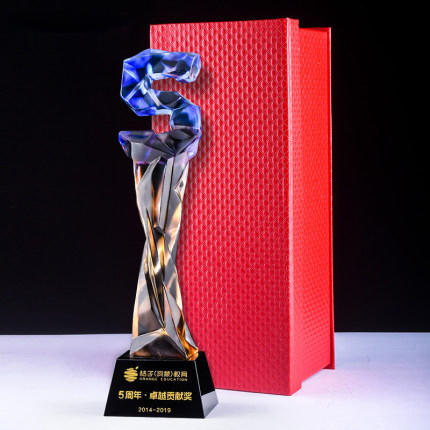 5周年水晶奖杯定做琉璃奖杯定制企业优秀老员工纪念礼品荣誉制作 商品图4
