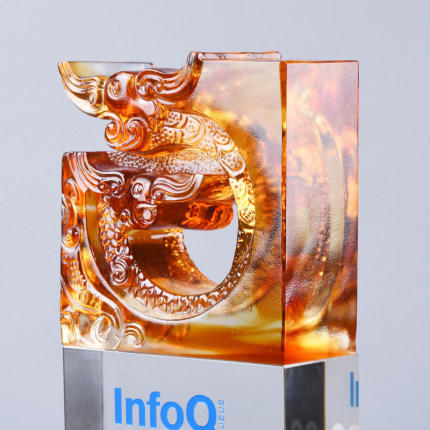 双龙头琉璃奖杯定做高档纪念品优秀员工水晶奖杯定制创意奖杯制作 商品图4