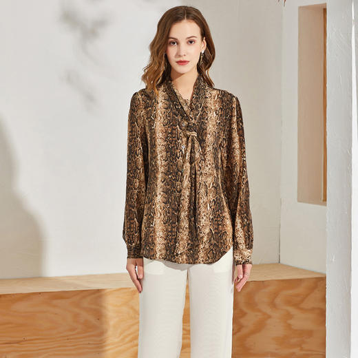 丁摩 真丝衬衫女长袖时尚大牌桑蚕丝衬衫飘带上衣Q121023-DW599 商品图2