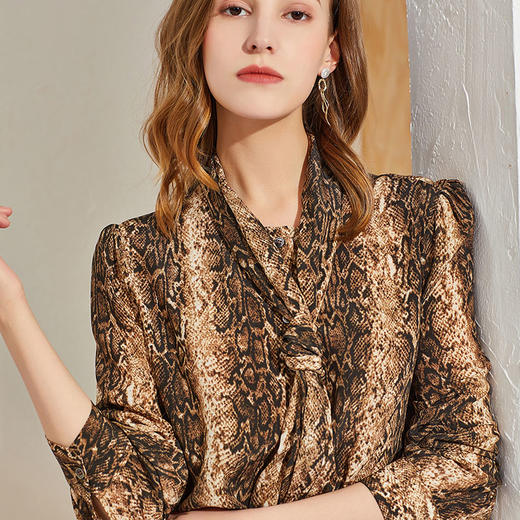 丁摩 真丝衬衫女长袖时尚大牌桑蚕丝衬衫飘带上衣Q121023-DW599 商品图4