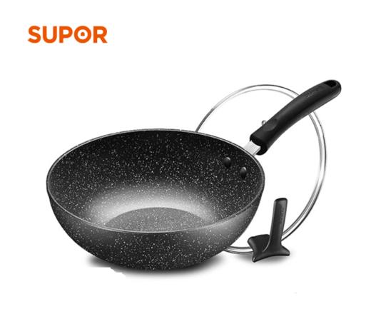 苏泊尔（SUPOR）炒锅双面麦饭石色不粘锅炒菜锅平底煎炒锅 少油烟家用烹饪锅具 燃气电磁炉通用 NC30PA1 30CM【2-4人使用 可立盖】 商品图0