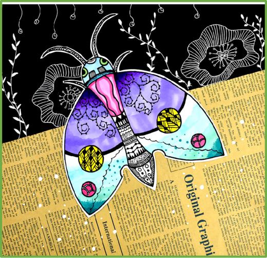 《创意画飞蛾》【自动发货：下单后，点击手机短信中收到的链接，即可获取文件下载的链接；如有任何问题，可添加客服微信hm33268获得帮助】 商品图0