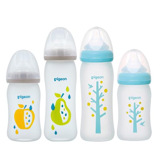 贝亲自然实感宽口径硅橡胶护层彩绘奶瓶 商品图0