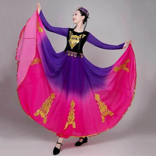 新疆舞蹈演出服维吾尔族女新款成人大摆裙 商品图0