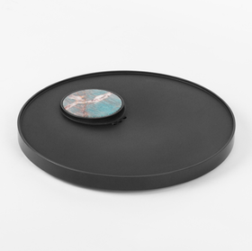 原创天然奢石整块乌金石茶盘家用小型湿泡台简易排水式石头小茶台大者06亚马逊绿