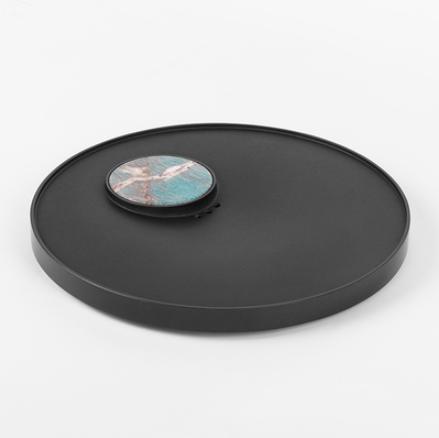 原创天然奢石整块乌金石茶盘家用小型湿泡台简易排水式石头小茶台大者06亚马逊绿 商品图0