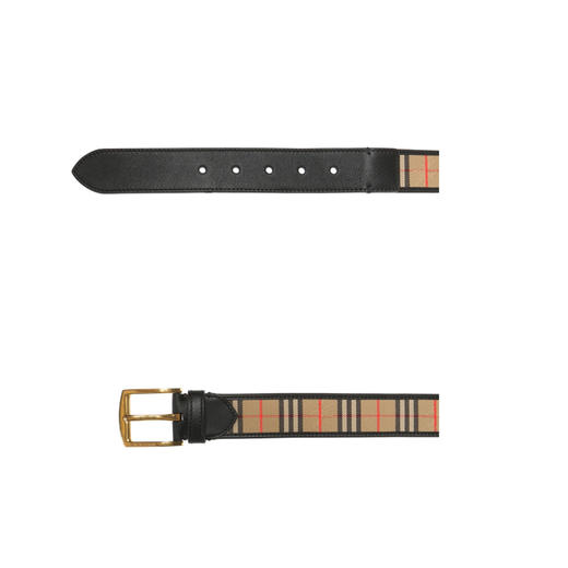 BURBERRY 巴宝莉 男士格纹印花经典皮革帆布腰带 格子 4079915 00100 商品图2