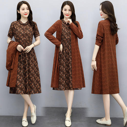 HR  XBLD06国风复古棉麻连衣裙两件套 商品图0