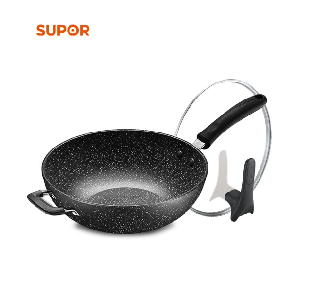 苏泊尔炒锅不粘锅麦饭石炒锅平底炒菜锅电磁炉煤气灶通用 34CM 大炒锅 NC34PA1
